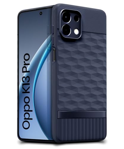 Image of WOW IMAGINE Back Cover for Oppo K13 Pro with Hexa Cube Design | Ultra Slim Soft Rubberised Case | Inner Velvet Fabric | Matte Silicone Flexible Mobile Case | Camera Protection - Blue
