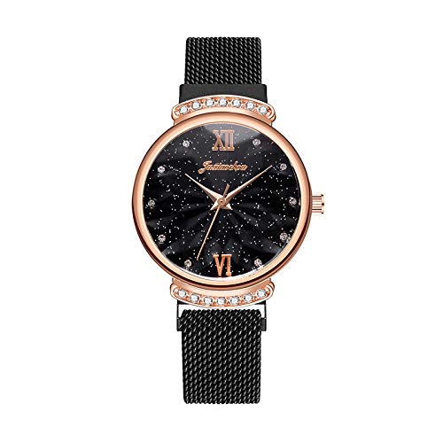 Hunputa Women's Quartz Analog Leather Strap Watch,12 Hour Pointer, Second Hand, Lighted Easy-Read Face with Diamond Bezel dial