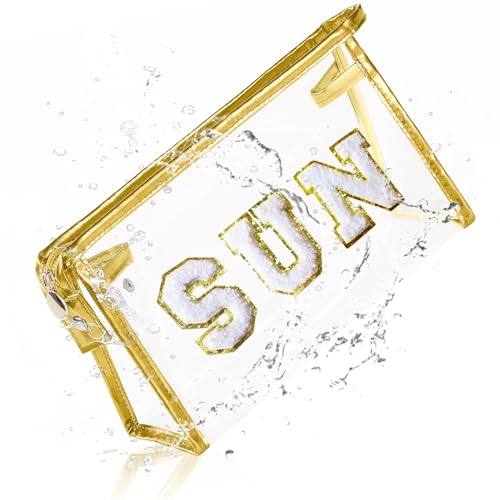 Image of COSHAYSOO Sunscreen Bag Clear Makeup Toiletry Pouch Beach Vacation Essentials for Women Teen Girls Trip Gifts Summer Pool Travel Must Have Accessories Waterproof Stuff