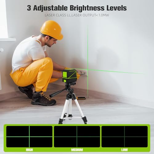 Laser Level with Tripod, 100 feet Green Cross Line Self Rotary Leveling Laser Level, Vertical and Horizontal Line, Rotatable 360 Degree, Manual Self leveling and Pulse Mode,IP54 Waterproof & Battery - Thumbnail 5
