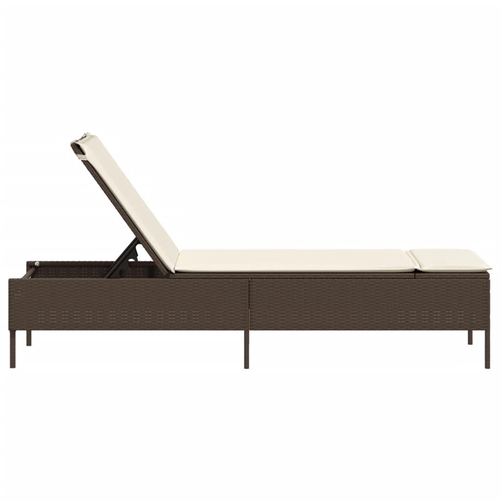 Sonnenliege mit Auflage Braun Poly Rattan Gartenliege