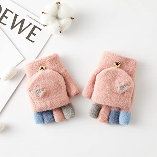 Luvas de tricô para crianças | Luvas sem dedos de malha elástica Luvas Flip Top | Luvas da menina da