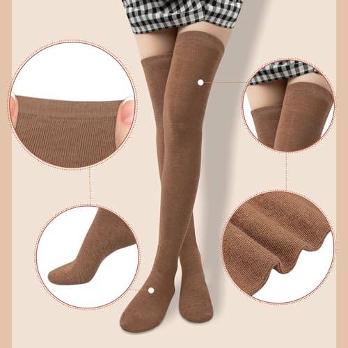 Image of Womens Thigh High Socks, Thigh Socks Stockings for Women | Soft Mild Blended, Slim Light Fabric, Elastic Cuff, Long Tube, Hug Leg Curves, Four Season Outfits, Casual Daily Footwear