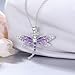 LWXIE Diamond Dragonfly Necklace for Women 925 Sterling Silver Purple Dragonfly Pendant Necklaces with Lab Grown Diamonds Jewelry Gifts