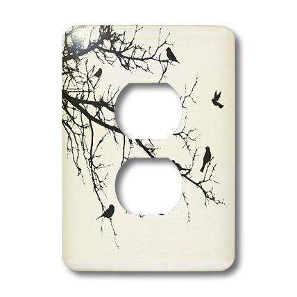 Oiseaux sur Branches plaque de finition double prise style épuré