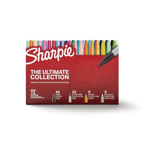 SHARPIE Permanent Markers Ultimate Collection, Fine and Ultra Fine Points, Assorted Colors, 72 Count