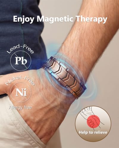 Image of Feraco Copper Magnetic Bracelets for Men,Pure Copper Jewelry Gift