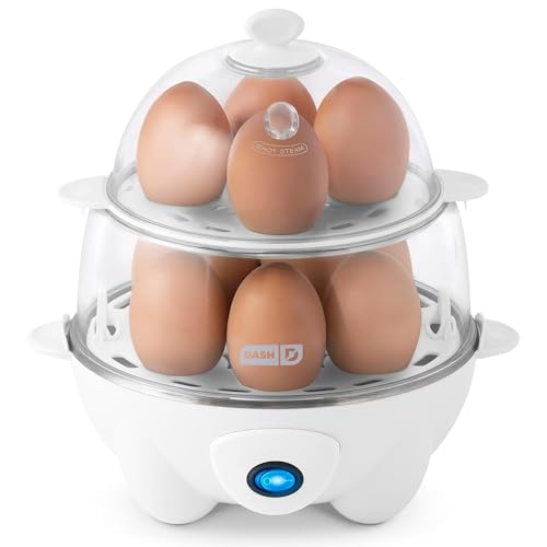 Image of Dash Deluxe Egg Cooker - Boiler, Poacher & Steamer - Includes Measuring & Recipe Guide - Dishwasher Safe - BPA Free - Holds 12 Eggs, White