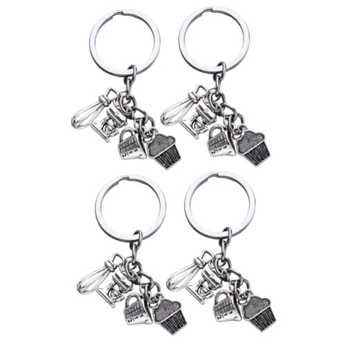 AKOOSY 4pièces Pendentifs Forme De Fouet Et Gâteau Porte-clés Créatifs Thème Pâtisserie Accessoires De Décoration Pour Et Clés