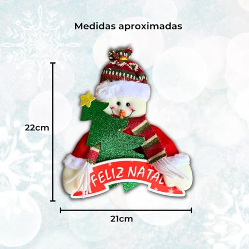 Enfeite de Natal Pendurar, Figuras Fofas, com Placa de Feliz Natal, Detalhes Brilhantes (Neve Vermel