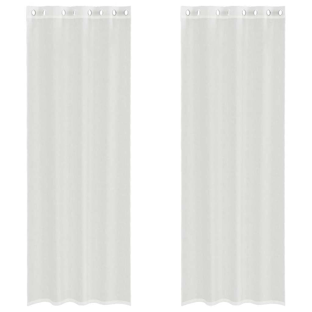 Voilage 140 x 300 cm blanc, paire de rideaux transparents en polyester pour salon moderne