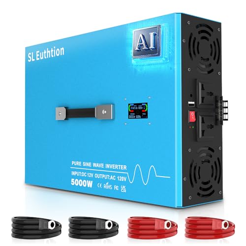 Image of SL Euthtion 5000W Pure Sine Wave Power Inverter Voice Control AI Voice Assistant Support English 12V to 120V 60HZ with LCD Display, USB Port, for Car Home Laptop Truck