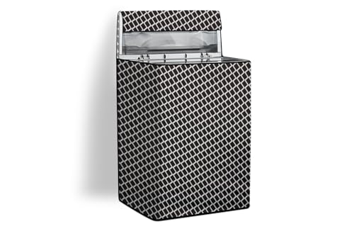 Image of Stylista Waterproof and Dustproof Polyester Washing Machine Cover Compatible for Godrej 7 Kg Fully-Automatic Top Loading WTEON ALP 70 5.0, Check Grey