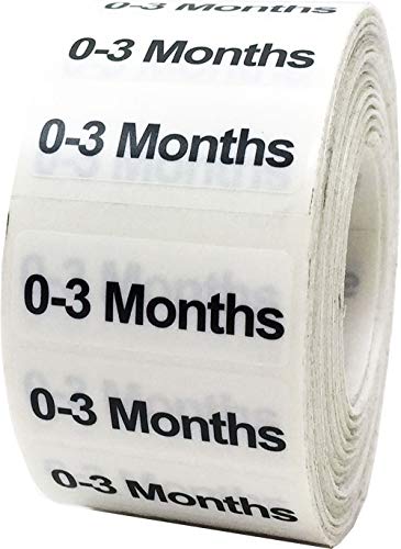 0-3 Months Baby & Toddler Clothing Labels Size Strip Stickers for Retail Apparel 1.25 x 5 Inch 125 Adhesive Stickers