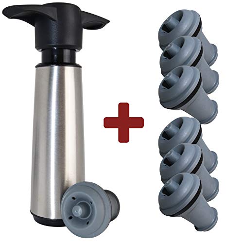 Vacu Vin Wine Saver Vacuum Pump Preserver- Stainless Steel Wine Preserver Pump