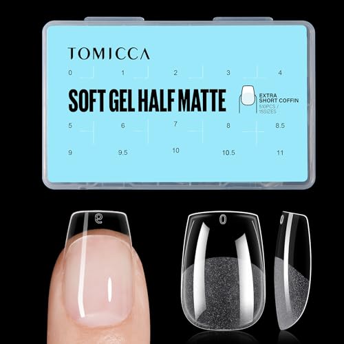 TOMICCA 510 Pièces Capsule Americaine Ongle, 15 Tailles Faux Ongles, Cercueil Ultra Court Transparent Couverture Complète, Avec Valise De Rangement, Pose Americaine...