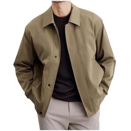 NUSGEAR Chaqueta De Entretiempo Para Hombre Cargo Para Exterior, Abrigo De Primavera, Cazadora De Aviador De Algodón Chaquetas Clásica Al Aire Libre Cuello Solapa Entretiempo Chaqueta Otoño Hombre