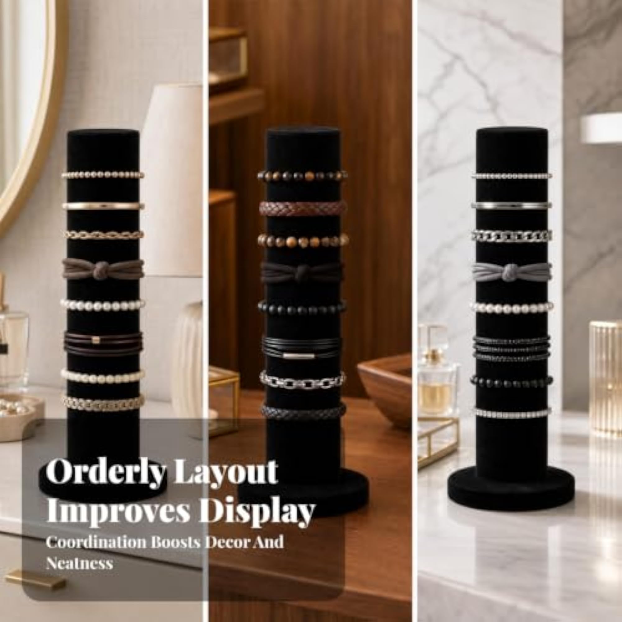 Soft-Fabric Hair Tie Holder Vertical Velvet Display Stand