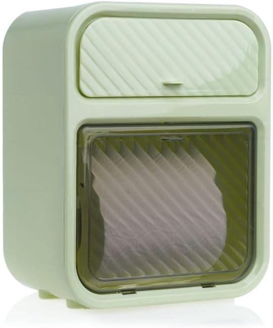 Modern Elegant Toilet Roll Holder & Dispenser with Built-in Shelf and Hidden Cabinet - Waterproof, Durable, Space-Saving Bathroom Storage for Wipes & Toiletries - Easy Installation (Light Gren)