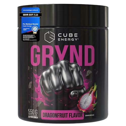 GRYND Pre Workout Booster – 550g (33 Portionen) – Fokus & Pump mit Koffein, Citrullin, Arginin & Guarana – Dragonfruit Geschmack – Vegan, Made in Germany, ohne Füllstoffe