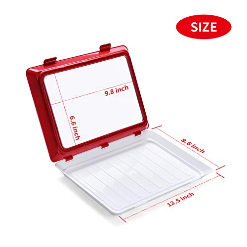 Food Tray Zero Waste Food Storage Containers Flat Reusable Freezer Food Preservation Tray Space Food Savers, Keeper Freezer Meal Trays Fresh, Meat,cheese,cold Cut(2 Pcs Trays And 16 Pcs Food Label) - Thumbnail 2