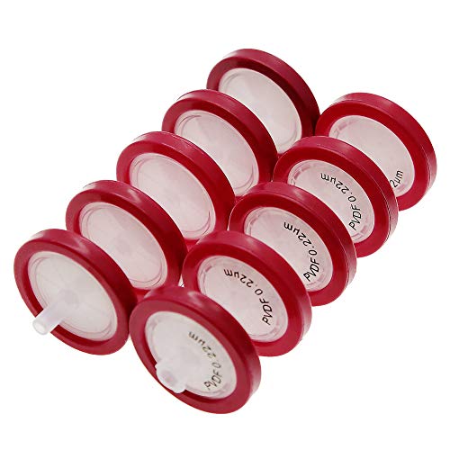 AMTAST Hydrophobic PVDF Syringe Filter Non Sterile 25mm Diameter 0.22um Pore Size (Pack of 10)