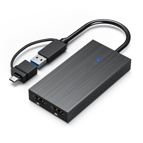 Adaptateur d'écran HDTV USB 3.0 avec double sortie 4K pour PC portable