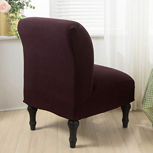NIBESSER Armless Chair Slipcovers, Accent Chair Cover Stretch Textured Plaid Water-Repellent Chair Covers Furniture Protector Covers Removable Washable for Living Room Hotel (Coffee)