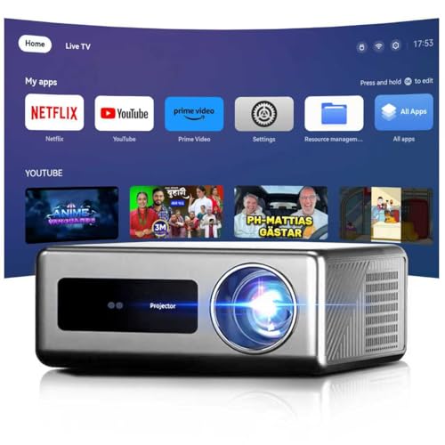 Image of Mini Smart Projector with WiFi and Bluetooth, (Officially Licensed App) 2000 ANSI Supports 4K Native 1080P Portable Projector, Auto Focus & Keystone, Voice Input, Mini Proyector for Home Cinema