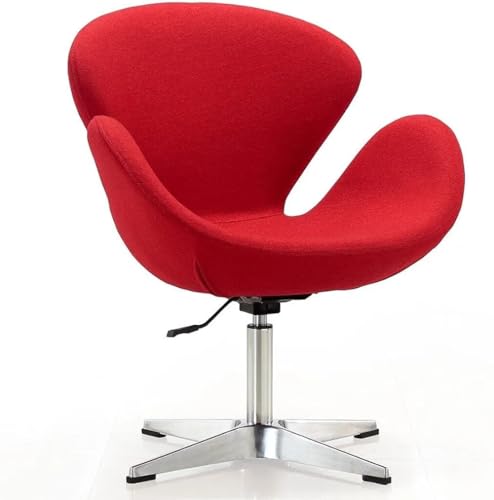 Image of Faux Leather - Modern Swivel Lounge Chair with Hydraulic Lift for Home Office Hotel Cafe (Red)