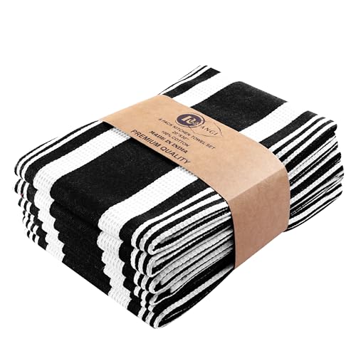 RIANGI Premium Black and White Dish Towels - Set of