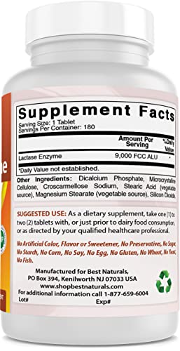 Best Naturals 817716013015 Lactose Intolerance Relief Tablets With Natural Lactase Enzyme thumb #4