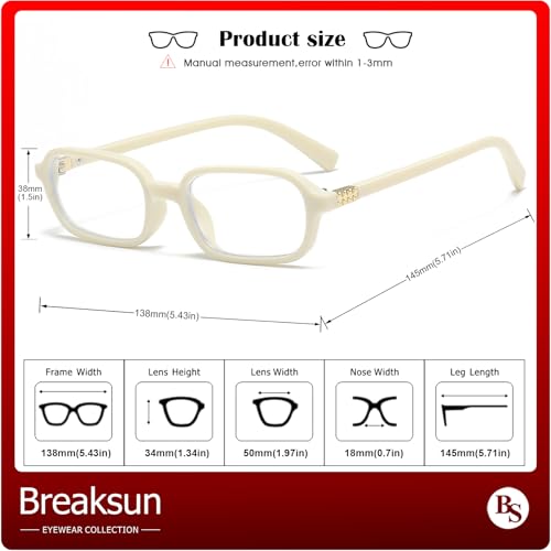 Image of Breaksun Retro Rectangle Glasses for Women Men Small Square Blue Light Blocking Glasses Vintage Eyeglasses