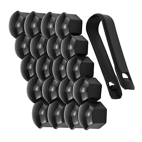 OUNONA Set of Wheel Nut Covers Black Plastic Decorative Screw Caps Clips for Car Bikes