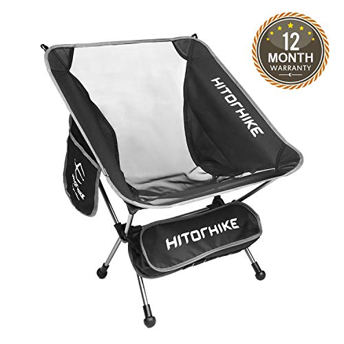HITORHIKE Camping Chair Breathable Mesh Construction 2 Side Pockets Aluminum Frame Camp Chair