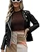 Giolshon Damen Lederjacke Kunstleder Bikerjacke Frühling Herbst Beiläufig Weiche Kurz Mantel 53 Schwarz M