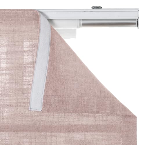 Image of TWOPAGES Liz No Drill Cordless Roman Shades Linen Textured Roman Blinds for Windows, Custom Made Room Darkening Blackout Roman Window Shades, Hardware Included, Pink Lemonade, 1 Piece