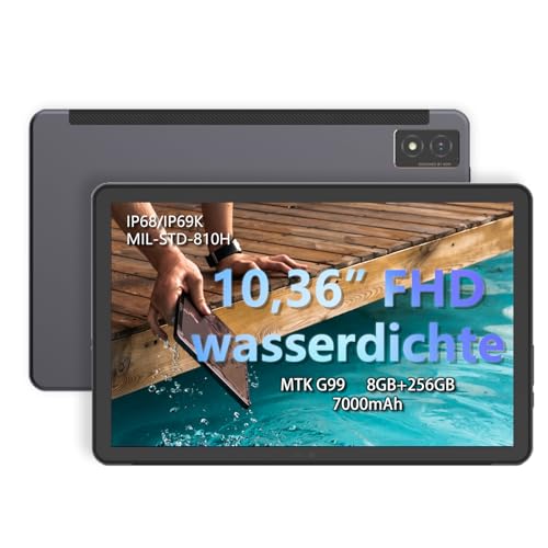 AGM PAD P1 Outdoor Tablet mit Tastatur und Hülle, Wasserdicht Tablet Android, 8GB+ 256GB(TF 2TB), FHD Display +10,36'', MTK G99, 7000 mAh, Dual SIM 4G/5G WiFi/GPS/OTG/IP68/69K