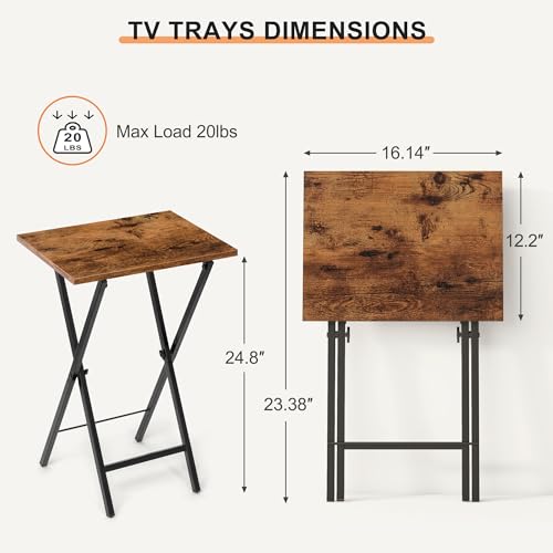 TV-Tray-Table-Set-of-2-TV-Dinner-Tray-Folding-Table-Foldable-TV-Trays-Side-Table-for-Bed-Couch-Portable-and-Small-Easy-to-Move-Rustic-Brown TV Tray Table Set of 2 TV Dinner Tray Folding Table Foldable TV Trays Side Table for Bed Couch Portable and Small Easy to Move Rustic Brown