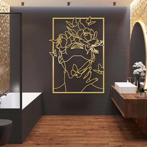 Abstract Flower Wall Art, Metal Flowers Wall Decor, Abstract Woman