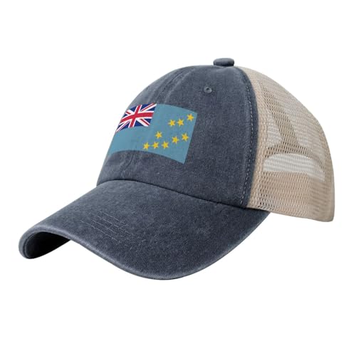 LODMLOER Casquette de Baseball Drapeau De Tuvalu Casquette Trucker Maille Réglable Culture Nationale Respirante Légère Chapeau de Soleil pour Running Golf Cyclisme Randonnée (Tour de tête : 55-59 cm)