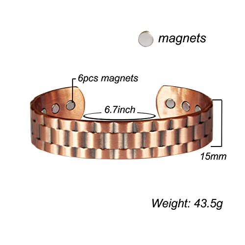 Mens Copper Bracelet Pure Copper Magnetic Bracelet With 6 Powerful Magnets Gift For Father,Huaband,Boyfriend On Anniversary,Birthday,Holiday #TOP1