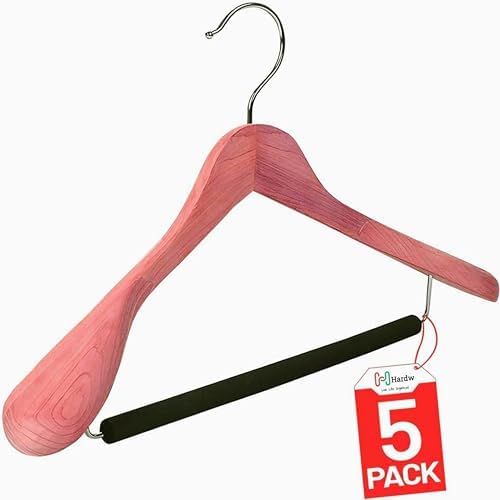 HARDW Cedar Hangers for Closet 5 Pack Extra Wide Wooden Hangers for Suits, Coat