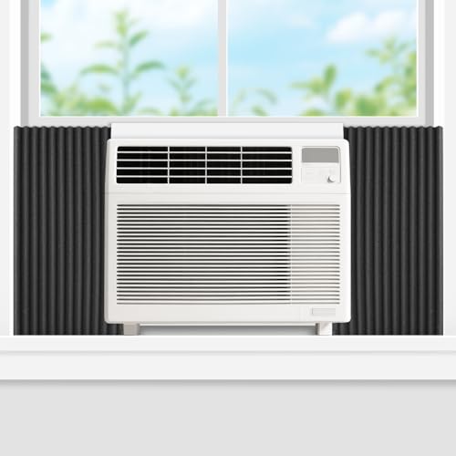 2 Pack Window Air Conditioner Side Panels, Ac Window Seal Kit Window Well Ac Covers for Outside Unit, Window Insulation for Summer Heat and Winter, 17in High X 9in Wide X 1in Thick, Black
