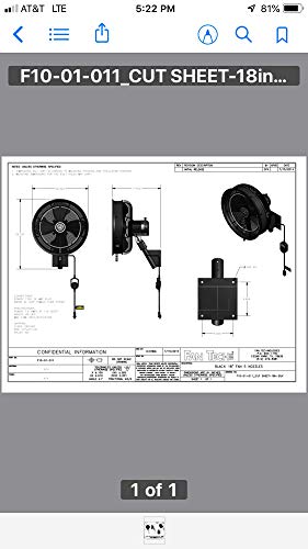 HydroMist F10-14-011 18" Shrouded Outdoor Wall Mount Oscillating Fan, 3 Speed On Cord, 0.15 HP, 1.05 Amps, Black