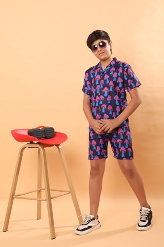 Image of Ninos Dreams Boys Cotton Rayon Halfsleeves Coord Set with Shirt & Shorts /Boys Vacation wear /boys co ord set /Boys Tropical print Shirt & Shorts set /Boys Clothing Set