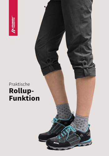 Maier Sports Lulaka, Damen Wanderhose, Wasserabweisende Outdoorhose für Trekking und Hiking, PFC-frei, mSTRETCH pro 4 & Dryprotec, Rollup-Funktion, Schwarz, 40 (W31/L31)