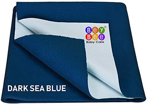 beybee Water Resistant Bed Protector Baby Dry Sheet with Ultra absorbance -X-Large(200 cm X 140 cm), Dark Sea Blue