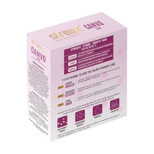 Image of Streax Professional Canvoline Shampoo and Conditioner with Hair Serum combo - 300ml + 240gm +100 ml for Straight hair, Shampoo and conditioner for women & men , shampoo for frizzy and dry hair