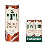 MOMA Ice Coffee - CARAMEL OAT LATTE - 12 x 250ml Cans Multipack - Made with Oat Milk & Arabica Coffee Beans - Preservative Free, Vegan, Dairy Free - Ready To Drink Ice Coffee